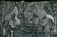 涅槃（インド博物館　ガンダーラ出土・2～4世紀頃）