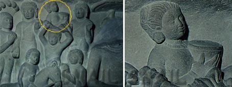 乳粥を供養するスジャータの彫刻（サールナート出土）